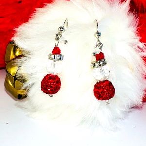 Santa with hat themed sparkly earrings. $10